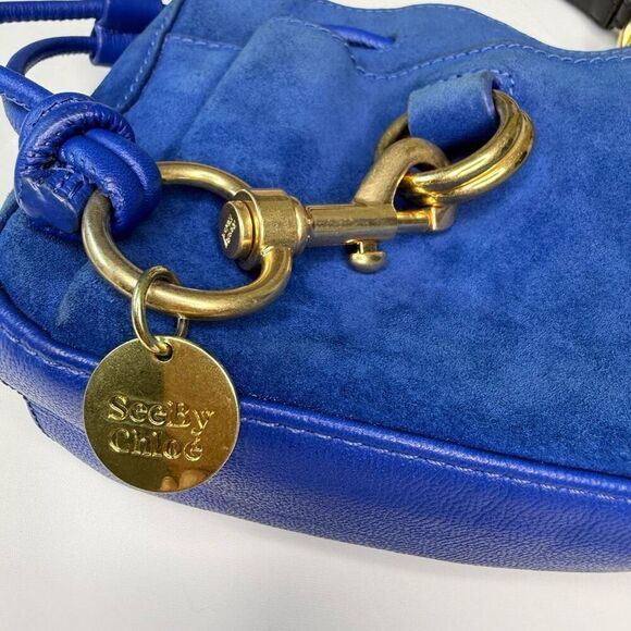 See by Chloé Mini Blue Suede Leather Crossbody Bag - Picture 11 of 16